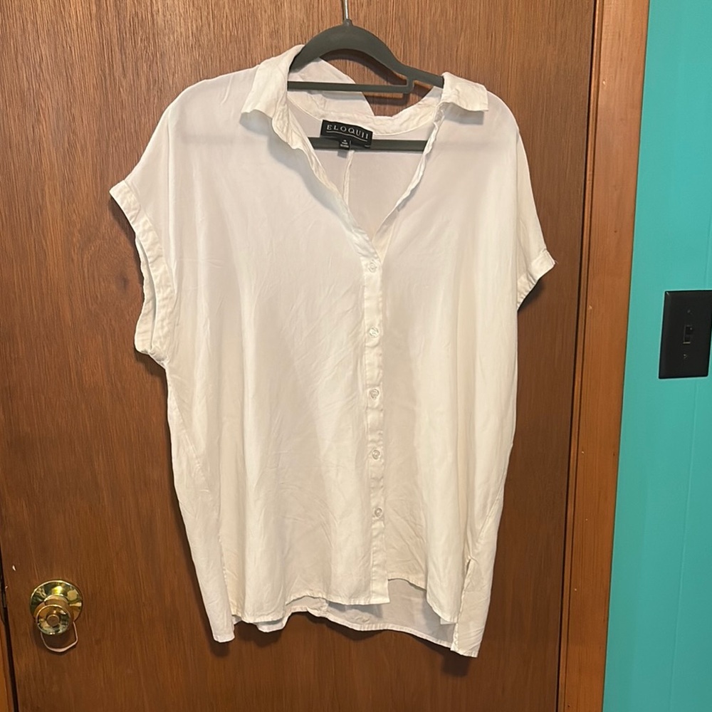 White Women's Button-Up Top Eloquii size 20